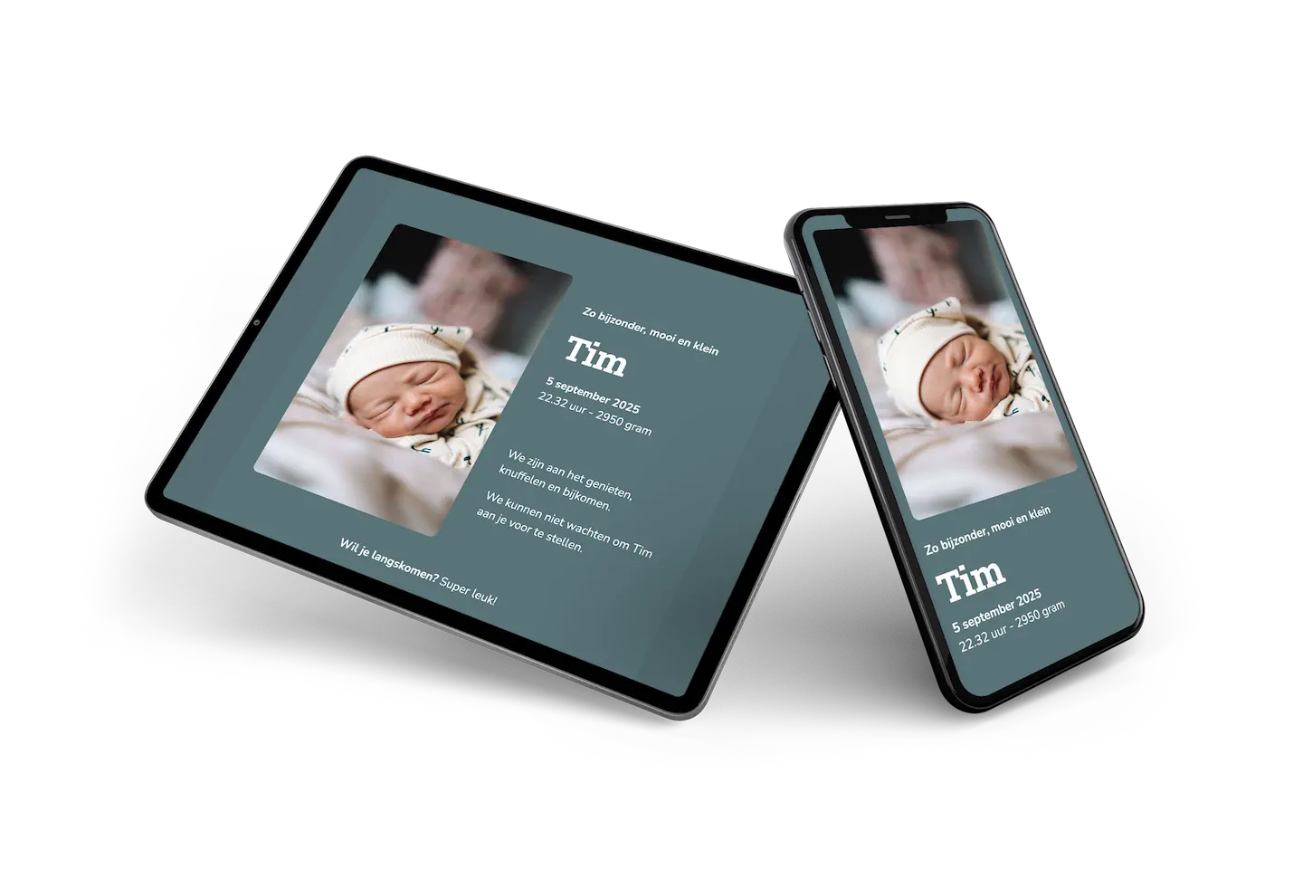 Stoer online geboortekaartje zonder pasteltinten &ndash; voorbeeld 2