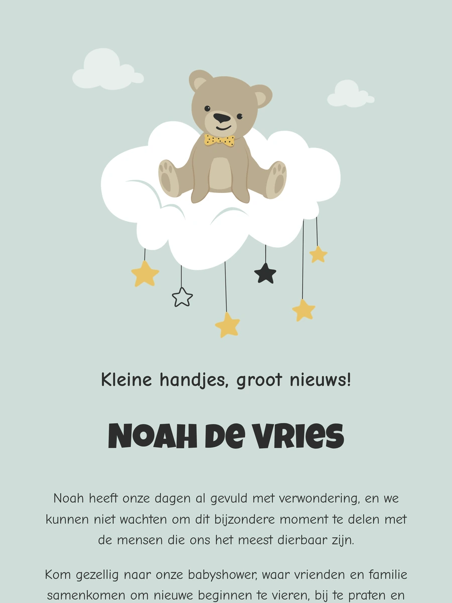 Rustig online geboortekaartje in zachte tinten