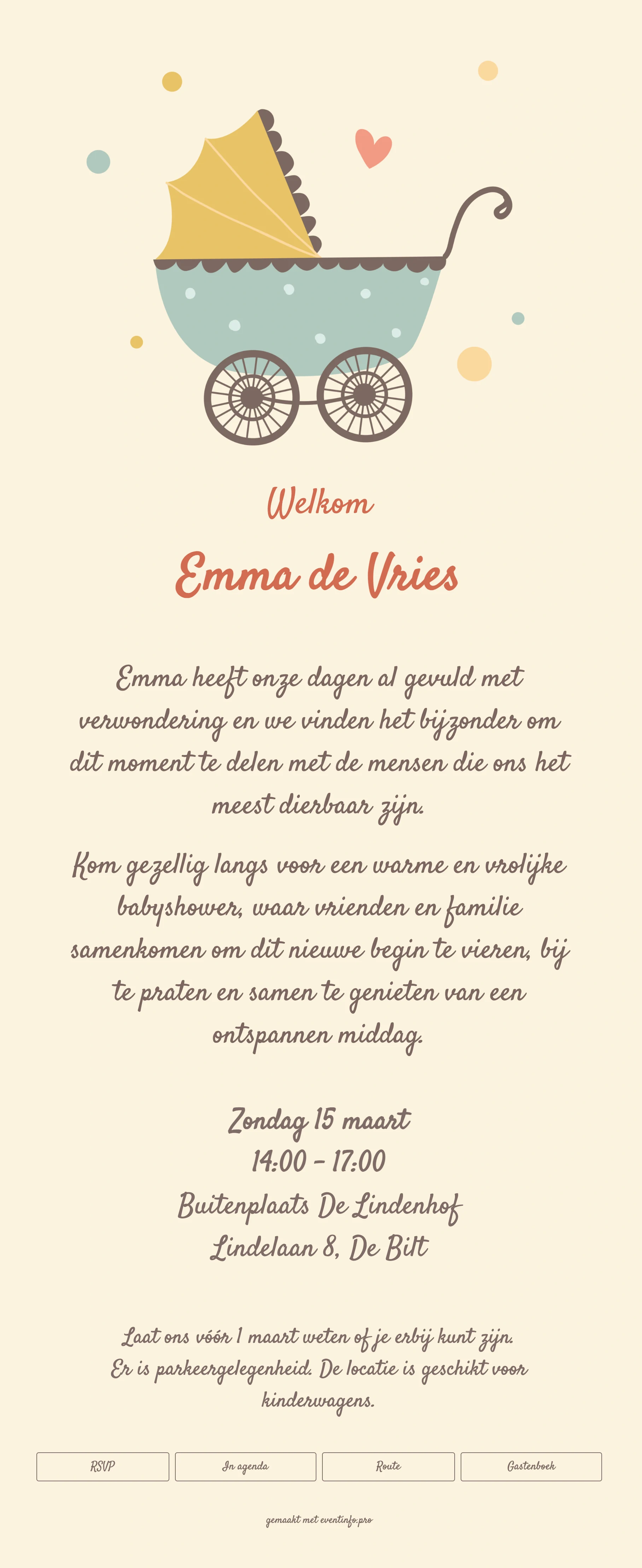 Geboortekaartje met kinderwagen