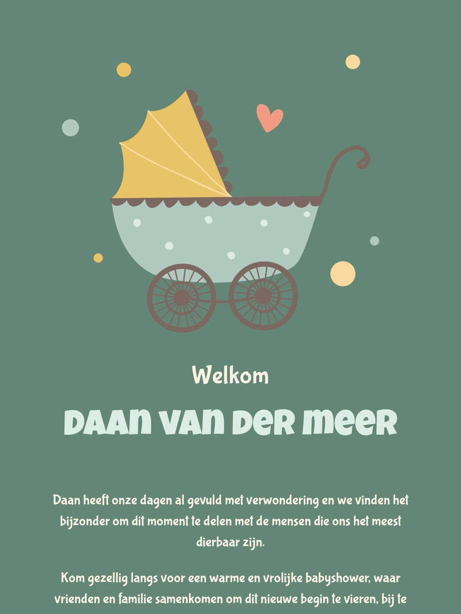Fris online geboortekaartje in een rustige tint